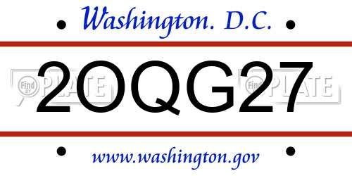 2OQG27 District Of Columbia License Plate