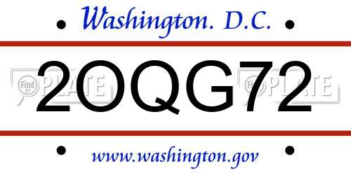 2OQG72 District Of Columbia License Plate