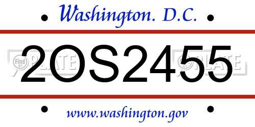 2OS2455 District Of Columbia License Plate