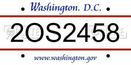 2OS2458 District Of Columbia License Plate