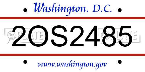 2OS2485 District Of Columbia License Plate