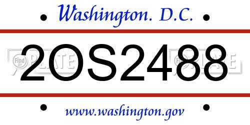 2OS2488 District Of Columbia License Plate