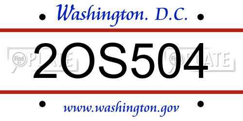2OS504 District Of Columbia License Plate