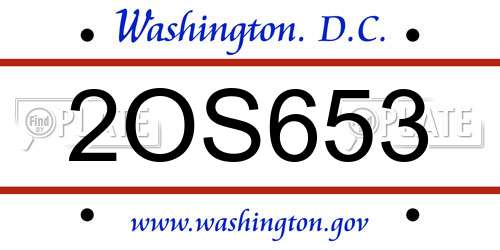2OS653 District Of Columbia License Plate