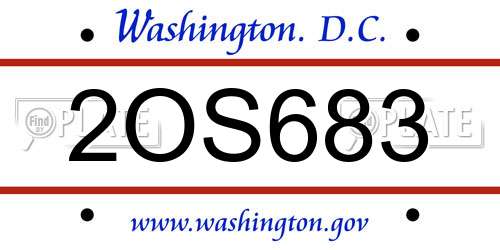 2OS683 District Of Columbia License Plate