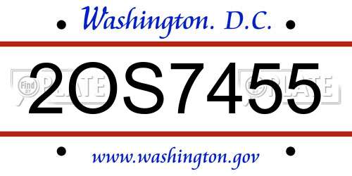 2OS7455 District Of Columbia License Plate