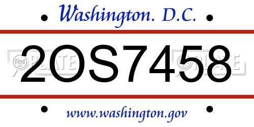 2OS7458 District Of Columbia License Plate