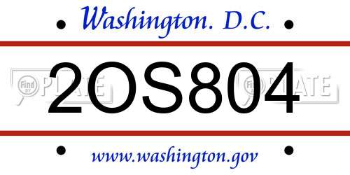 2OS804 District Of Columbia License Plate