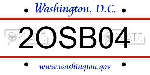 2OSB04 District Of Columbia License Plate
