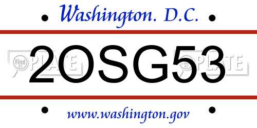 2OSG53 District Of Columbia License Plate