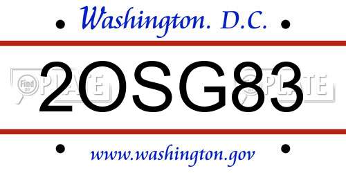 2OSG83 District Of Columbia License Plate