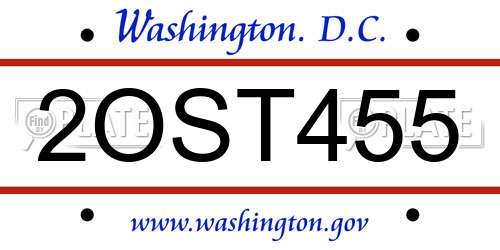 2OST455 District Of Columbia License Plate