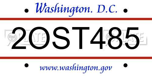 2OST485 District Of Columbia License Plate