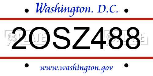 2OSZ488 District Of Columbia License Plate