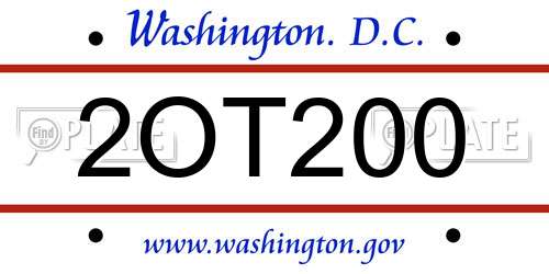 2OT200 District Of Columbia License Plate
