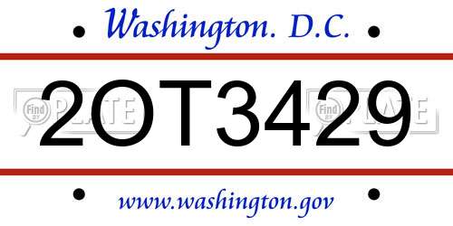 2OT3429 District Of Columbia License Plate