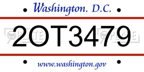2OT3479 District Of Columbia License Plate