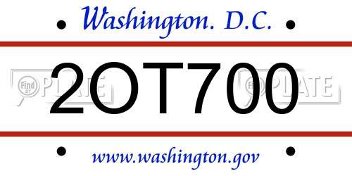 2OT700 District Of Columbia License Plate