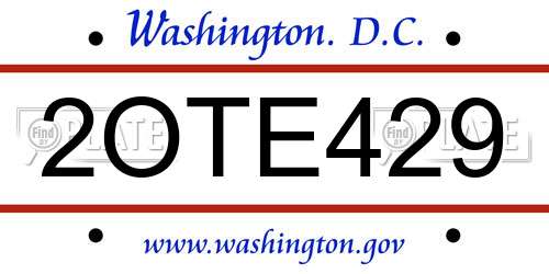 2OTE429 District Of Columbia License Plate