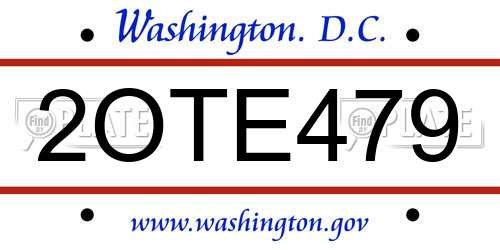 2OTE479 District Of Columbia License Plate