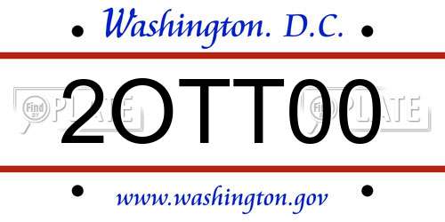 2OTT00 District Of Columbia License Plate