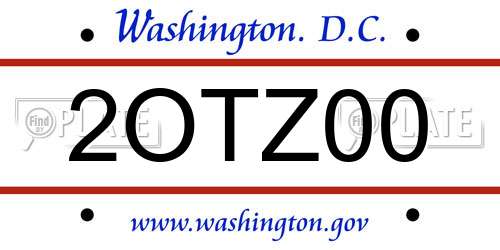 2OTZ00 District Of Columbia License Plate