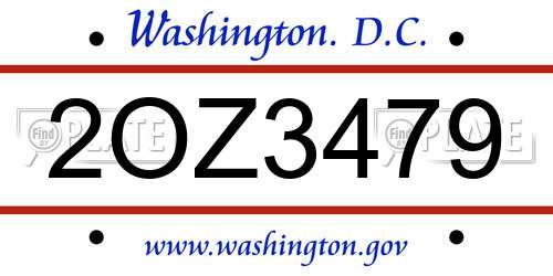 2OZ3479 District Of Columbia License Plate