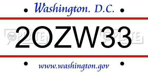 2OZW33 District Of Columbia License Plate