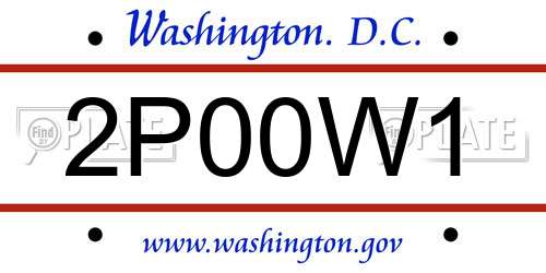 2P00W1 District Of Columbia License Plate