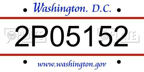 2P05152 District Of Columbia License Plate