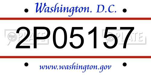 2P05157 District Of Columbia License Plate