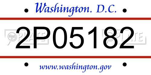 2P05182 District Of Columbia License Plate