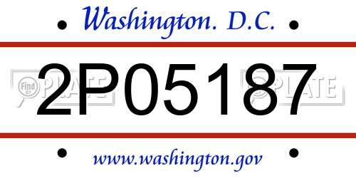 2P05187 District Of Columbia License Plate