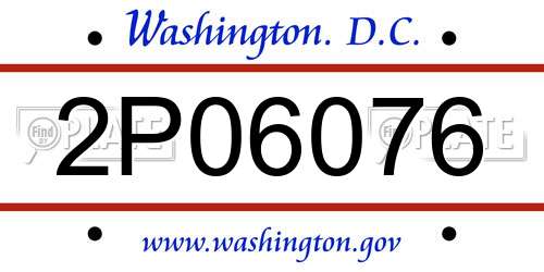 2P06076 District Of Columbia License Plate
