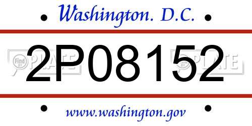 2P08152 District Of Columbia License Plate