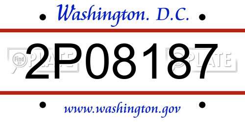 2P08187 District Of Columbia License Plate
