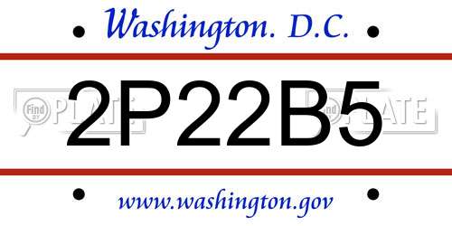 2P22B5 District Of Columbia License Plate