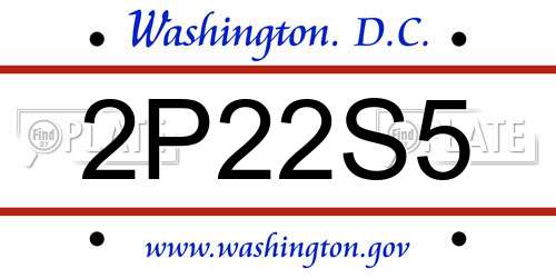 2P22S5 District Of Columbia License Plate