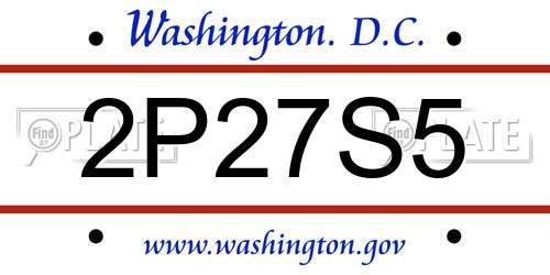 2P27S5 District Of Columbia License Plate