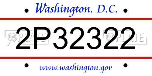 2P32322 District Of Columbia License Plate