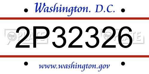 2P32326 District Of Columbia License Plate