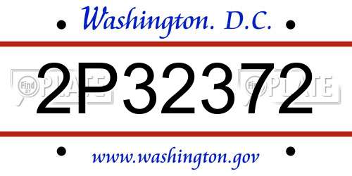2P32372 District Of Columbia License Plate