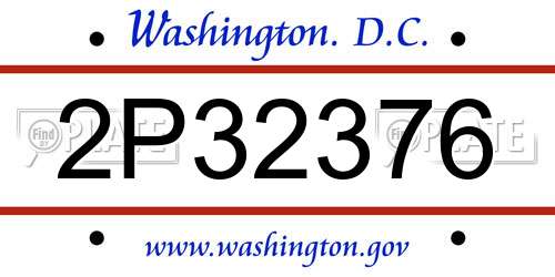 2P32376 District Of Columbia License Plate