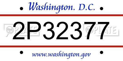 2P32377 District Of Columbia License Plate