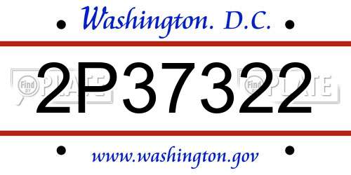 2P37322 District Of Columbia License Plate