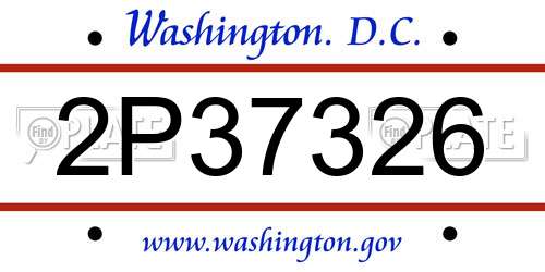 2P37326 District Of Columbia License Plate