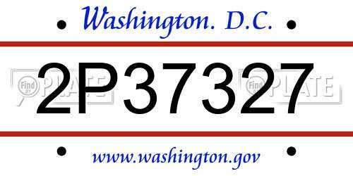 2P37327 District Of Columbia License Plate