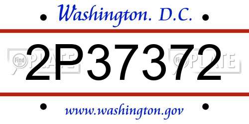 2P37372 District Of Columbia License Plate