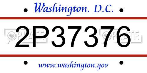 2P37376 District Of Columbia License Plate