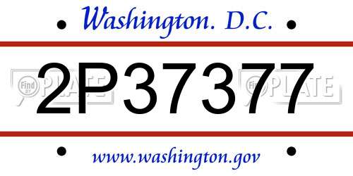 2P37377 District Of Columbia License Plate